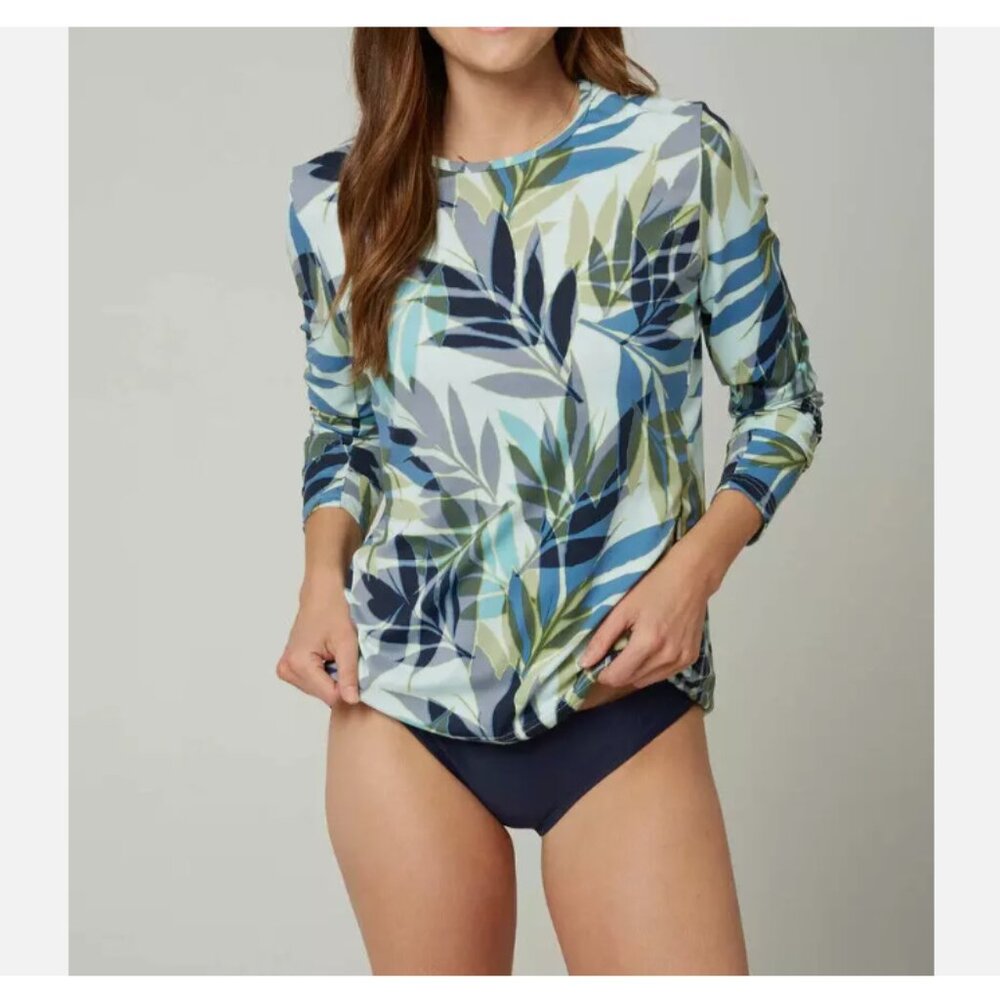 Hang Ten Women's Pearl Long Sleeve Sun Shirt Rash Guard , Mint, Size M